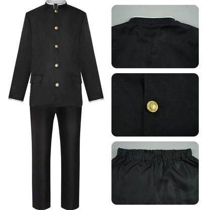 Anime Dandadan Cosplay Costume Black School Uniform Set with Glasses Halloween Ken Takakura Cosplay Set