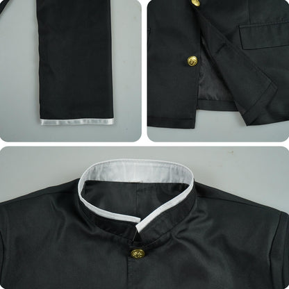 Anime Dandadan Cosplay Costume Black School Uniform Set with Glasses Halloween Ken Takakura Cosplay Set
