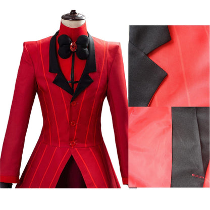 Alastor Hazbin Hotel Cosplay avec Perruque Lunettes Ensemble Rouge l Costume de Cosplay Alastor Set Complet Halloween