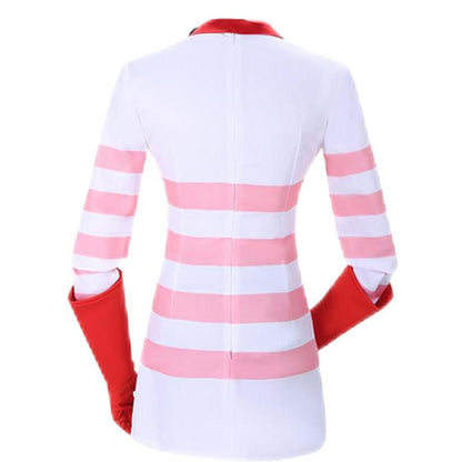 Hazbin Hotel Cosplay Angel Dust Costume Stripe Set with Wig Angel Dust Cosplay Costume Halloween Suit
