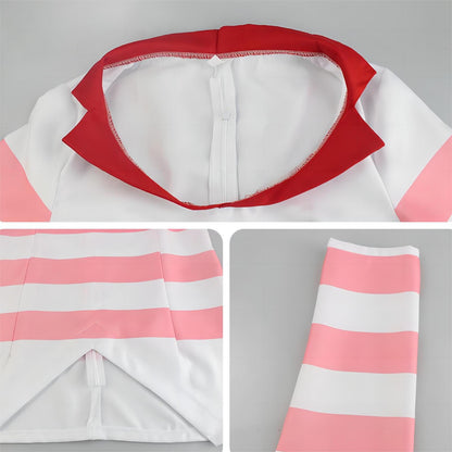 Hazbin Hotel Cosplay Angel Dust Costume Stripe Set with Wig Angel Dust Cosplay Costume Halloween Suit