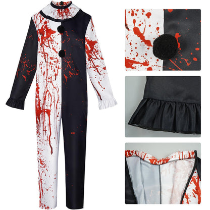 Movie Clown Terrifier Cosplay Costume Jumpsuit Dress Set Halloween Party Art The Clown Costume
