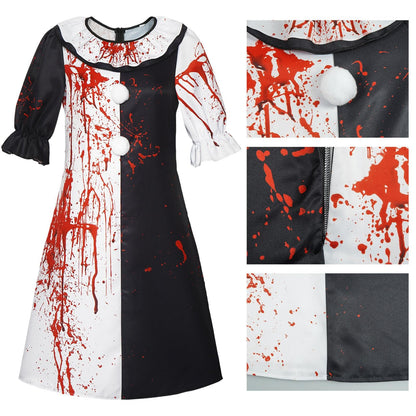 Movie Clown Terrifier Cosplay Costume Jumpsuit Dress Set Halloween Party Art The Clown Costume