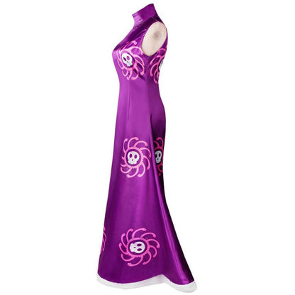Boa Hancock Cosplay Kostüm Cheongsam bedrucktes Kleid-Set Halloween One Piece Cosplay-Set
