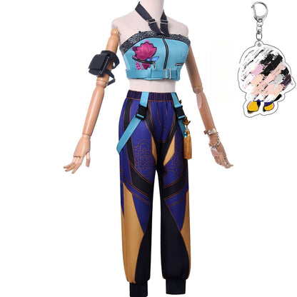 KPop Demon Hunters Cosplay Kostüm Hose Oberteil Perücke Set Demon Hunters Zoey Cosplay Kostüm Halloween Party