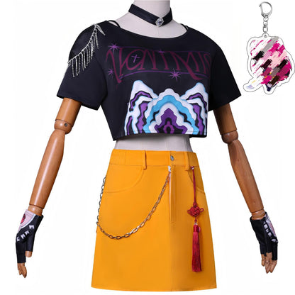 KPop Dämonenjäger Cosplay Kostüm Rock Oberteil Perücke Set Dämonenjäger Mira Cosplay Kostüm Halloween Party