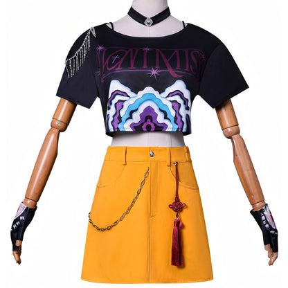 KPop Dämonenjäger Cosplay Kostüm Rock Oberteil Perücke Set Dämonenjäger Mira Cosplay Kostüm Halloween Party