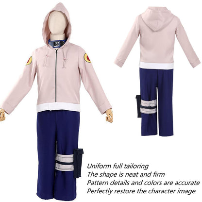 Hinata Hyuga Cosplay Kostüm mit Kunai-Tasche und Perücke Hinata Cosplay Hoodie für Halloween Set