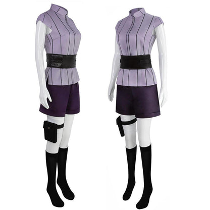 Hinata Hyuga Cosplay Kostüm mit Kunai-Tasche Set Hinata Cosplay Kimono für Halloween Set