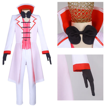 Lucifer Hazbin Hotel Cosplay Kostüm Lucifer Cosplay Kostüm Weißer Mantel Weste Handschuhe Halloween Anzug