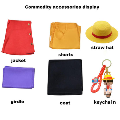 One Piece Cosplay Monkey D Luffy Kostüm Strohhut Luffy Cosplay Wano Country Kostüm Halloween Party Anzüge