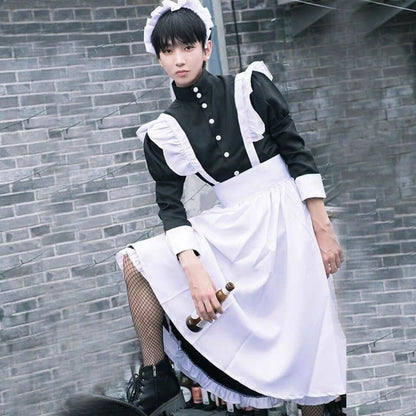 Womens Anime French Maid Cosplay Costume Lolita Dress Halloween Japanese Maid Dress Suit