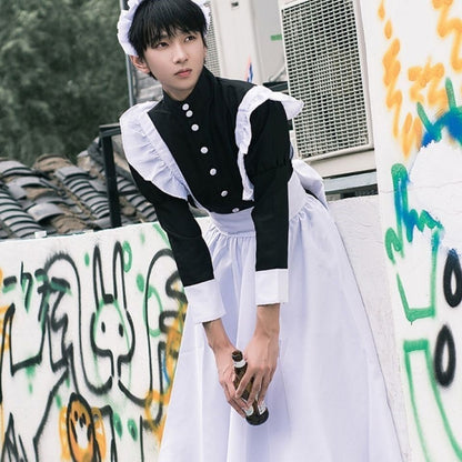 Womens Anime French Maid Cosplay Costume Lolita Dress Halloween Japanese Maid Dress Suit