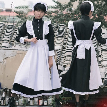 Womens Anime French Maid Cosplay Costume Lolita Dress Halloween Japanese Maid Dress Suit