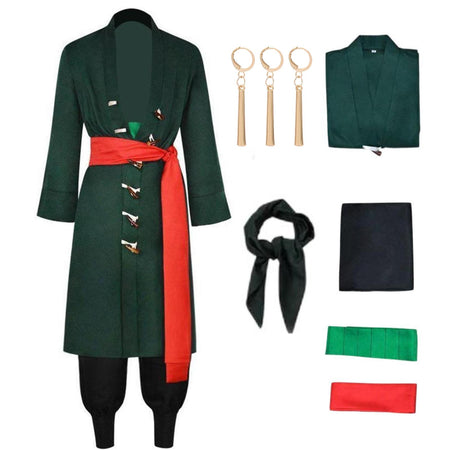 Roronoa Zoro Cosplay Kostüm Grüner Kimono Anzüge Halloween Party Anime Cosplay Anzüge