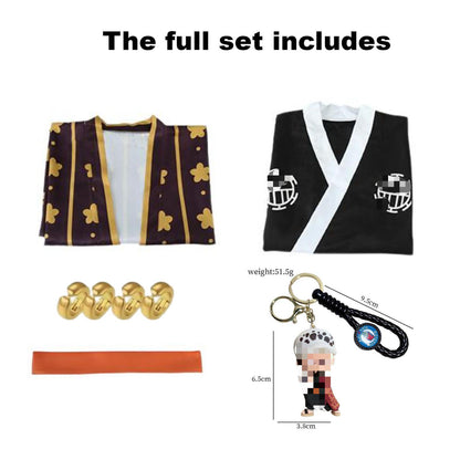 Trafalgar Law Cosplay Costume Kimono Cloak Earring Suits Halloween One Piece Cosplay Suits